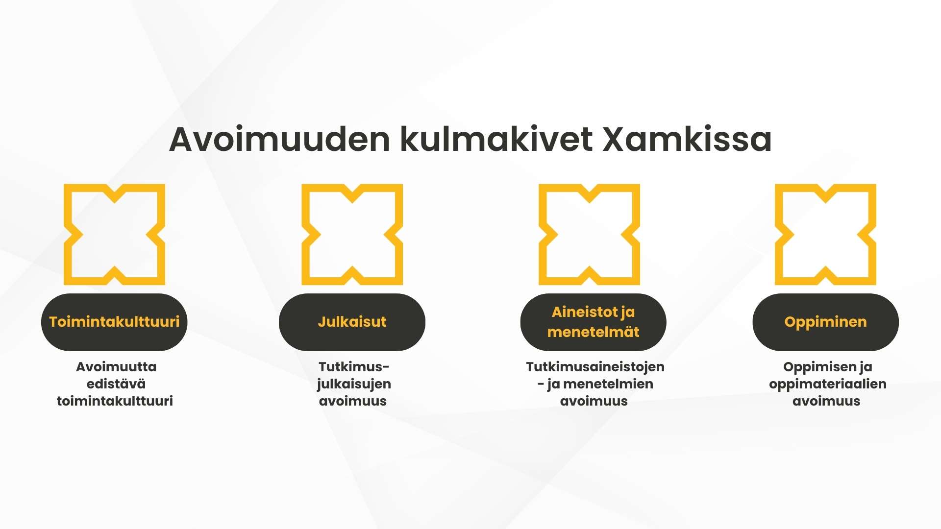 Kuva: Avoimuuden kulmakivet Xamkissa, Iina Hyytiäinen. 